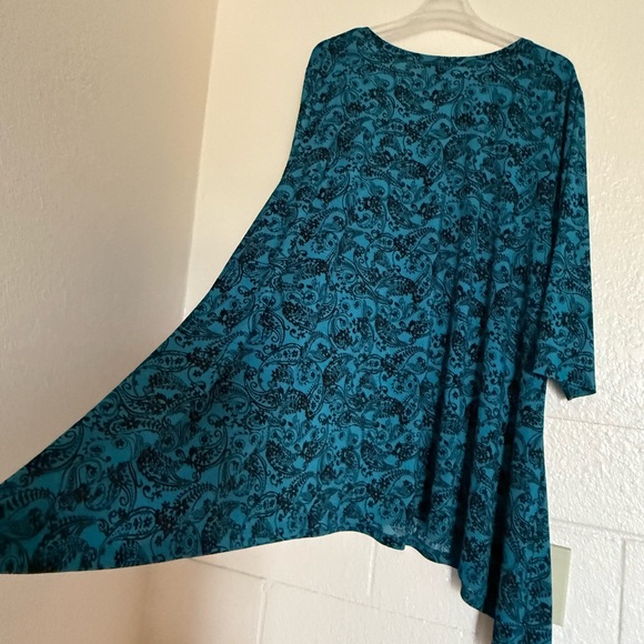 Woman Within Teal and Black Floral‎ Paisley Tunic Size 5X, EUC - Picture 4 of 10